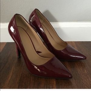 Burgundy Zara patent pumps